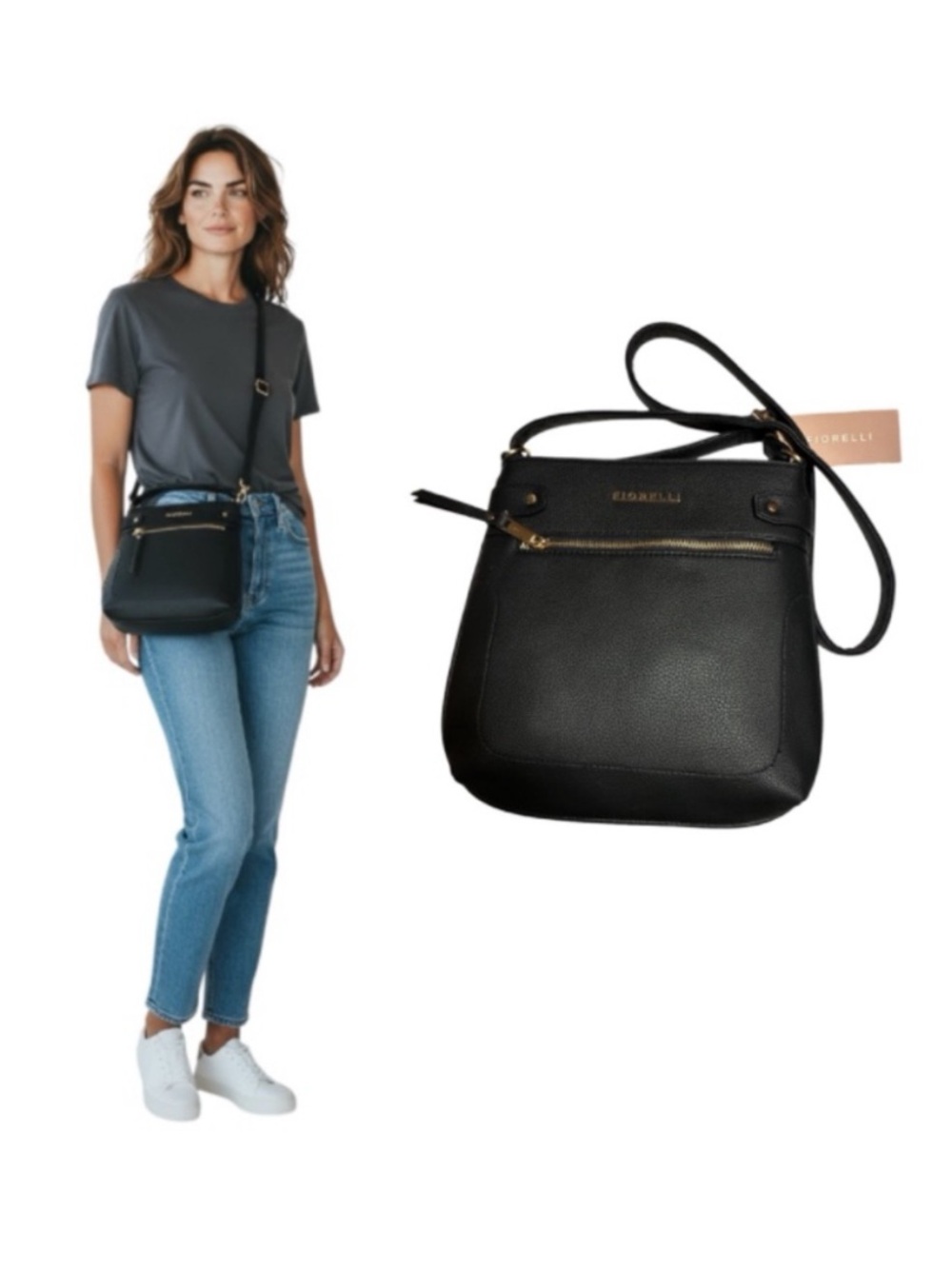 Fiorelli Black Pebbled Leather Small Crossbody Bag